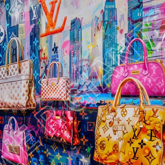 Louis Vuitton Purse 24x18 Art Print- Graffiti Look, LV, Luxury, Colorful, Fun - Picture 2 of 2